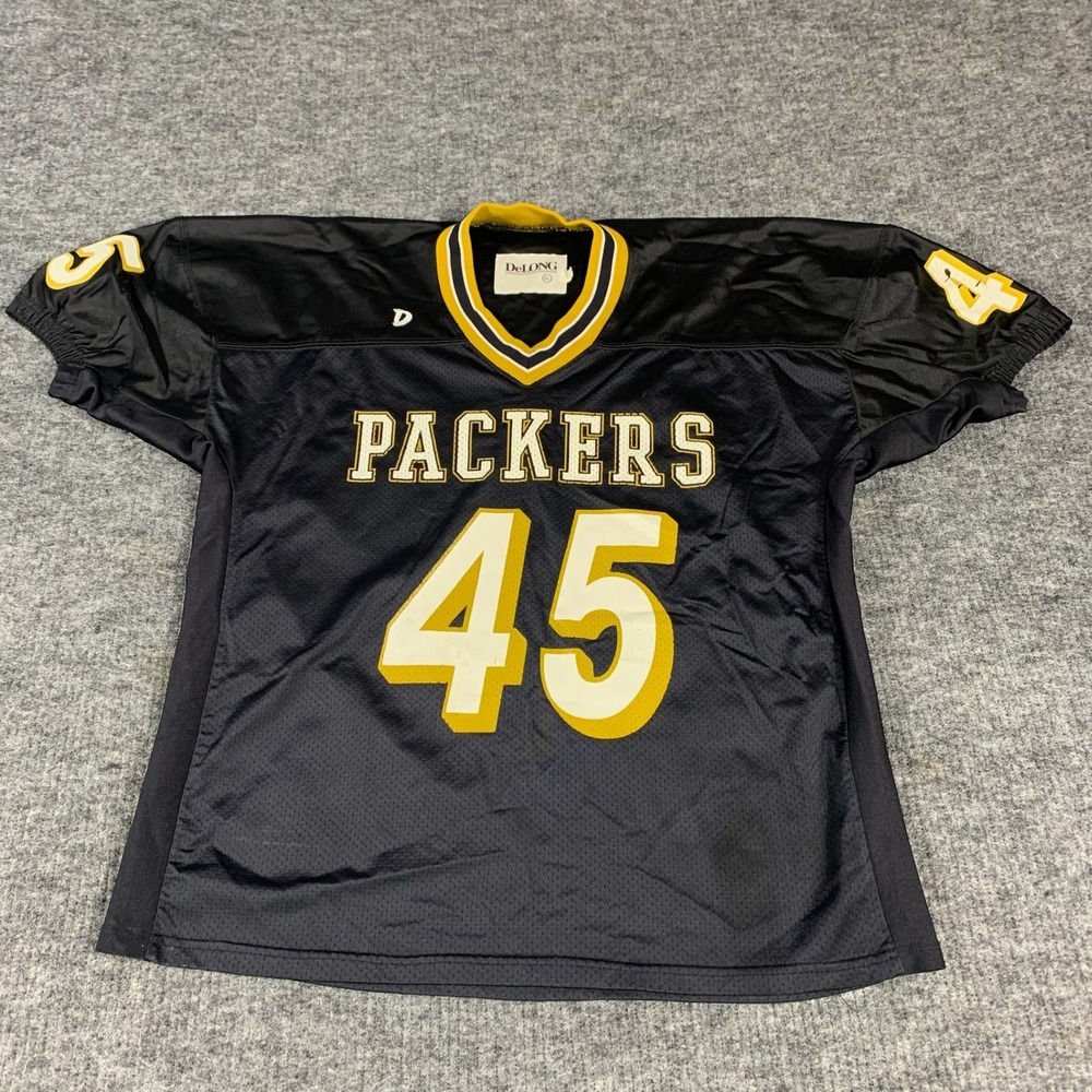 Vintage DeLONG Packers Jersey Mens XL Black 45 Football Mesh 80s Retro USA